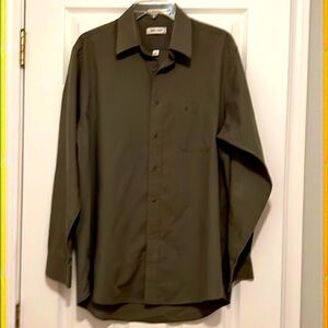 Pierre Cardin Long Sleeve Button Down Shirt - Olive Green - 16 34/35